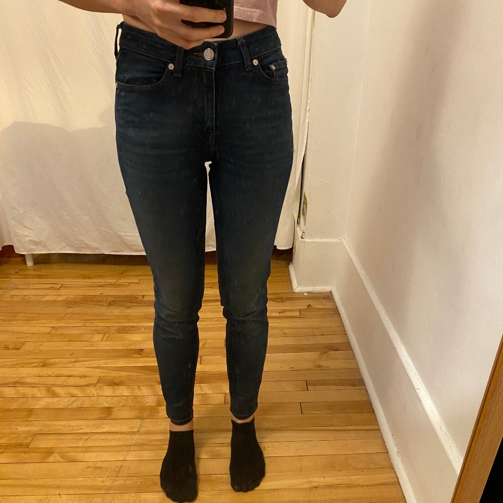 Frank & oak skinny jeans, dark blue, mid-rise